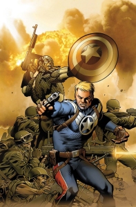 Heroir Age Captain America with the gun and no shield.. Just leave a comment or PM me at facebook who's the Captain America in the background.